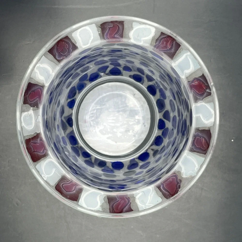 Vtg Home Interior Patriotic Mosaic Candle Holder Red White Blue‎ 5.5" x 4.25" - Picture 7 of 7